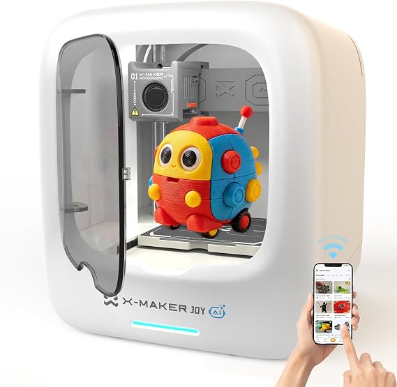 AI-Powered 3D Printer for Kids, AI Design App, Huge Toy Library, Up to 400mm/s Faster Speed, with 15 Mini 3D Design Module, App Control, AOSEED X-Maker Joy AI