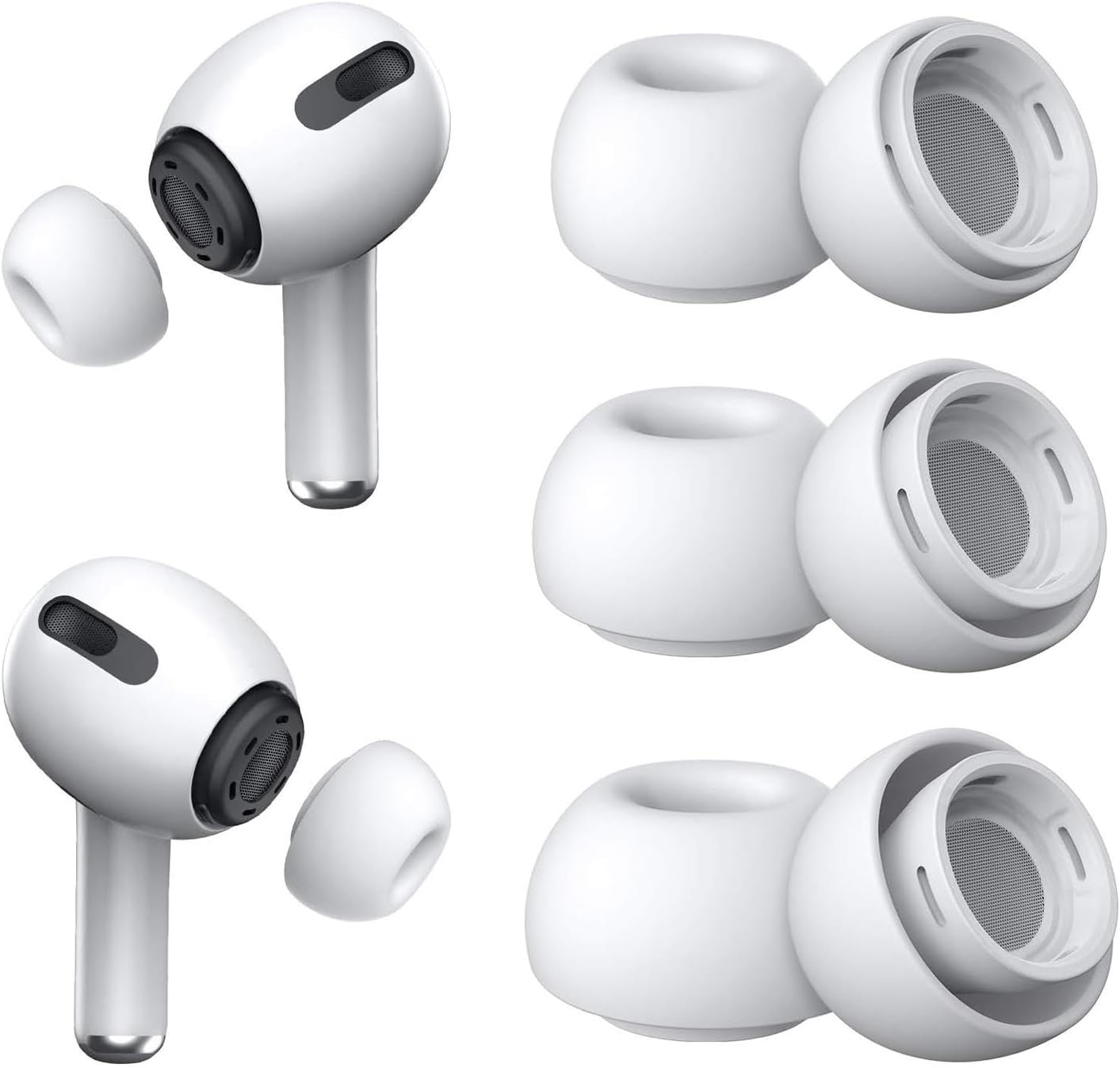 Headphone Bits for Microsonic AirPods Pro - 6 sets XSSL [Case Compatible with AirPods Pro - White]