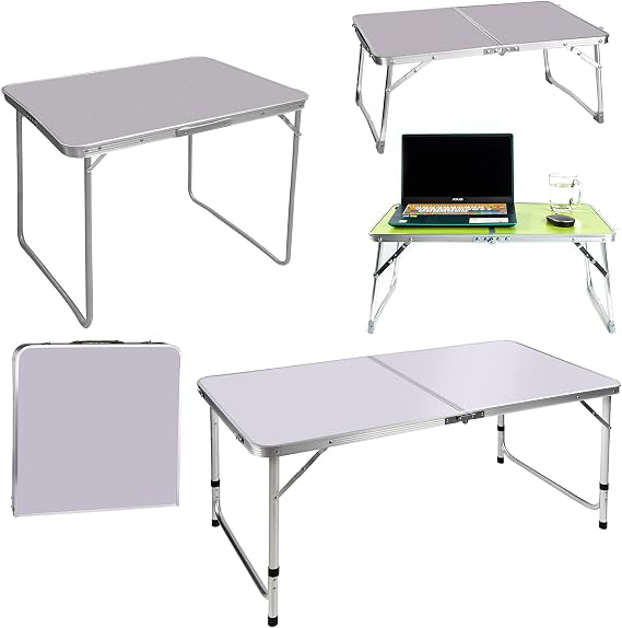 DayPlus Portable Folding Table No Assembly Required Computer Laptop Desk Foldable Camping Picnic Kitchen Work Top Table (60x40x26cm, Green)