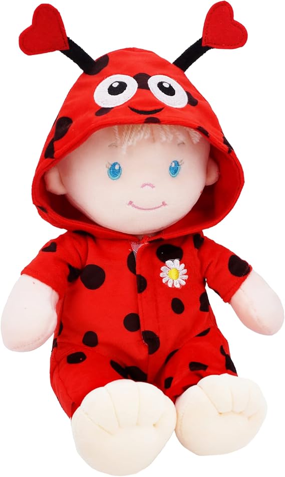 Sweet Dolly Ladybug - Stuffed Ultra Soft Baby Doll for Birth and Up - Ladybug Outfit