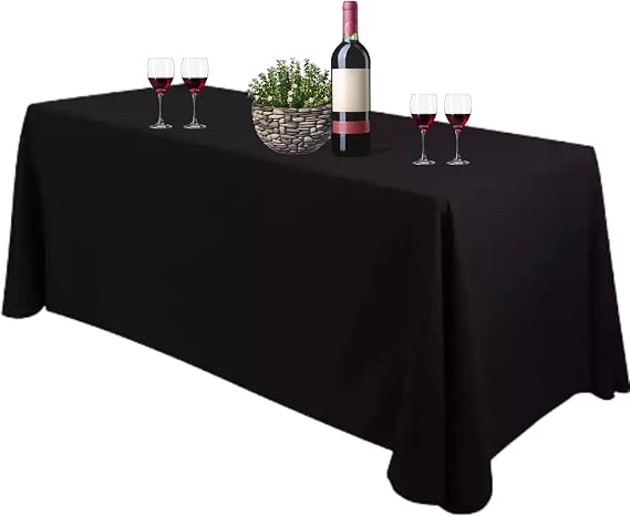 Bea's Party Rectangular Tablecloth for Large Table Polyester Fabric 229 cm x 335 cm, XXL Black for Restaurant, Events, Catering, Weddings, Birthdays