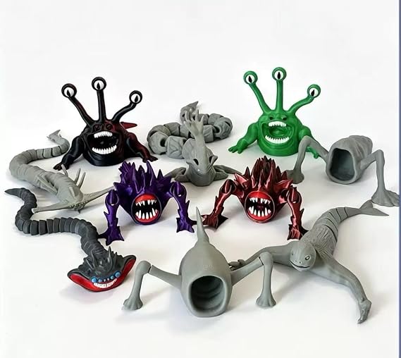 10pcs-Large Sea Monster 3D Printed Flexible Articulated Fidget Toy – Sea Eater Deep Sea Creature Collectible, Desk Stress Relief Toy and Unique Gift for Ocean Lovers
