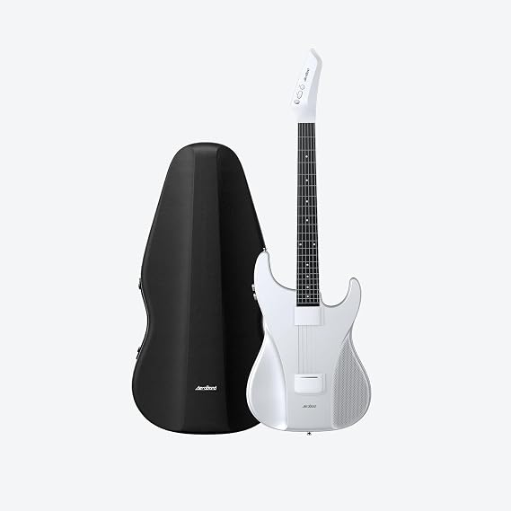 AeroBand Akıllı Gitar Telsiz, Akustik Elektrikli Seyahat, Taşınabilir Sessiz, Çıkarılabilir Klavyeli Meraklılar, Yetişkinler, Gençler, MIDI (Çantalı Beyaz Gitar)