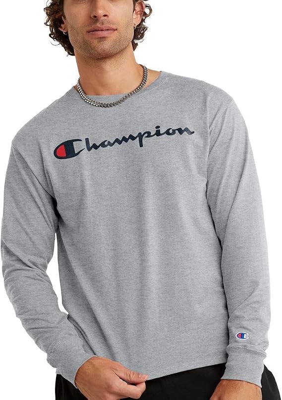 Champion Men's Classic Long Sleeve Tee, Gel Script T-Shirt