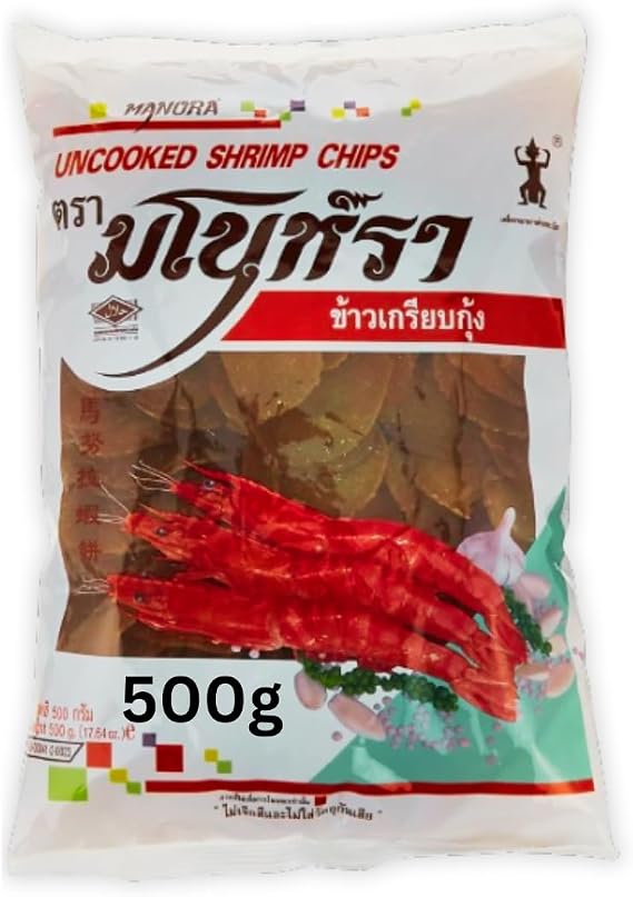 Thai Uncooked Prawn Crackers 500g-10kg, Delicious Shrimp Chips in 10 seconds Fry (500g)