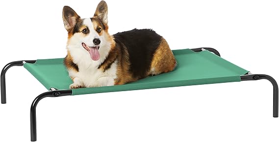 Amazon Basics Raised Dog Bed, Cooling Breathable Elevated Pet Bed, M, Green, 110 x 65 x 19 cm (L x W x H)