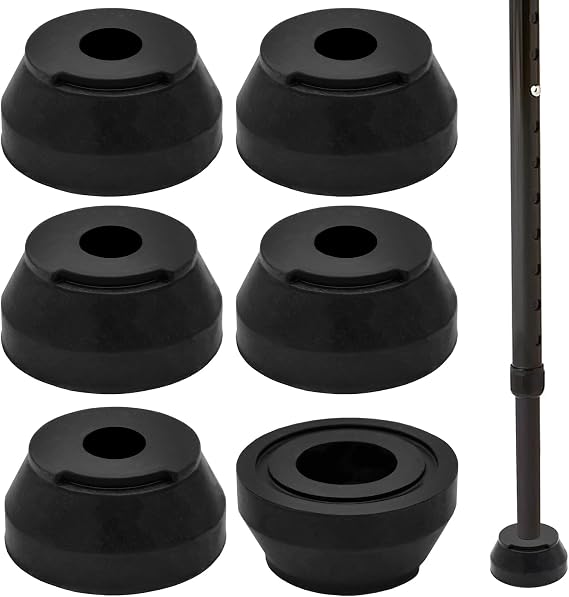6 Pack Cane Tips Replacement Screw in Rubber Cane Tips Compatible with HurryCane Freedom Edition Walking Cane Anti Slip Cane Replacement Feet Parts Cane Accessories