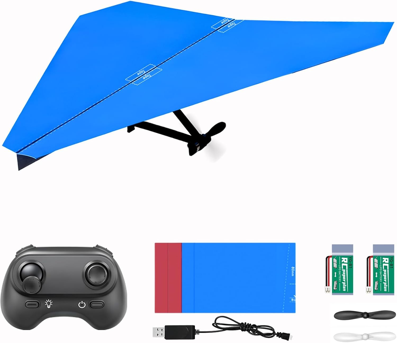HAWK'S WORK RC Paper Plane, Remote Control Airplane Kit with Colored Papers, Super Easy Fly Toy for Kids DIY STEM KIT Birdy X 2.0