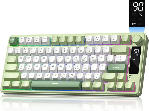 Womier DK75 75% Wireless Gaming Keyboard, RGB Backlit Creamy Keyboard, Multi-Function Button and Display, Three Modes 2.4GHz/USB-C/BT5.0, Anti-ghosting Conflict Free Silent Membrane for MAC Windows