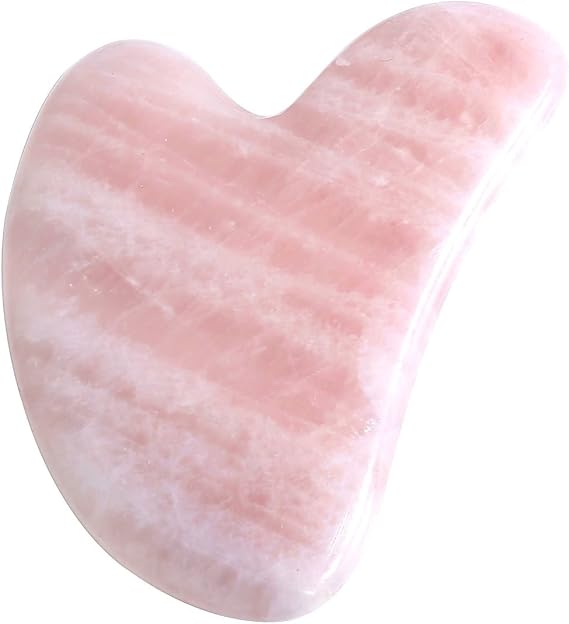 JOVIVI Handmade natural rose quartz/green starstone Gua Sha Guasha scraping massager, heart-shaped clipping board for acupuncture therapy (rose quartz)