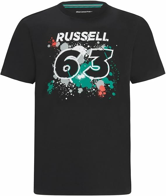 Mercedes AMG Petronas Formula One Team - Official Formula 1 Merchandise Collection - George Russell #63 T-Shirt - Black - Size: XL