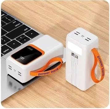 50000mAh with LED display, power bank with cable, power bank fast charging 4 outputs and 2 inputs, suitable for camping, outdoor travel, tablets, mobile phones