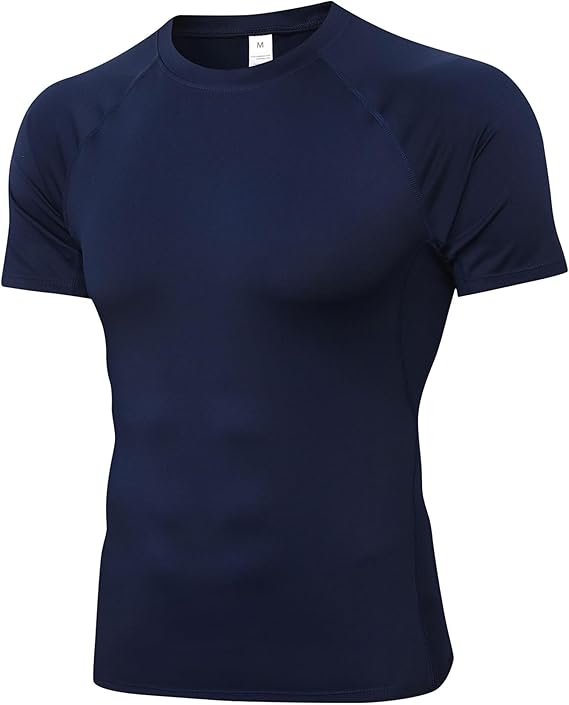 Yuerlian Compression Shirt for Men Short Sleeve Running Gym Quick Dry Top