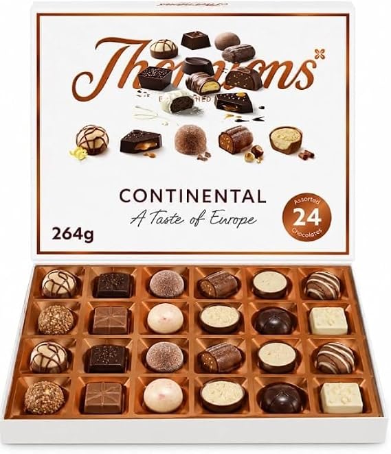 Thorntons Continental Collection Boxed Chocolate 264G​ | Assorted Milk, Dark & White Chocolate Gift Box, European Inspired Chocolate Selection, Premium Chocolates for Sharing & Gifting