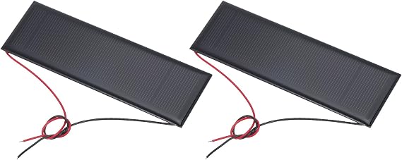 uxcell 2 Pcs 6V 0.6W 100mA Mini Solar Panel DIY Electric Toy Material Kit Small Polycrystalline Solar Cell Panel for Chargers with 2 Cables 120mm x 38mm