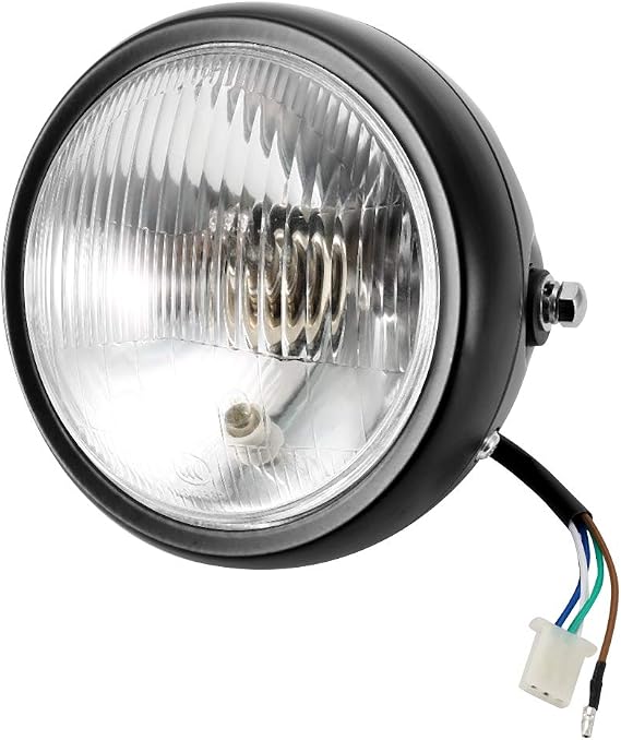 Motorcycle Headlight Universal Motorbike Retro Black Shell White Lens Headlamp Front Headlight for GN125