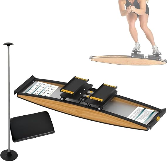 Indoor Ski Training Machine, Indoor Simulated Ski Machine, 150KG Bearing Capacity, Skis Simulator Training Machines, with Ski Poles and Mats, for Surfing Skiing Hockey Training