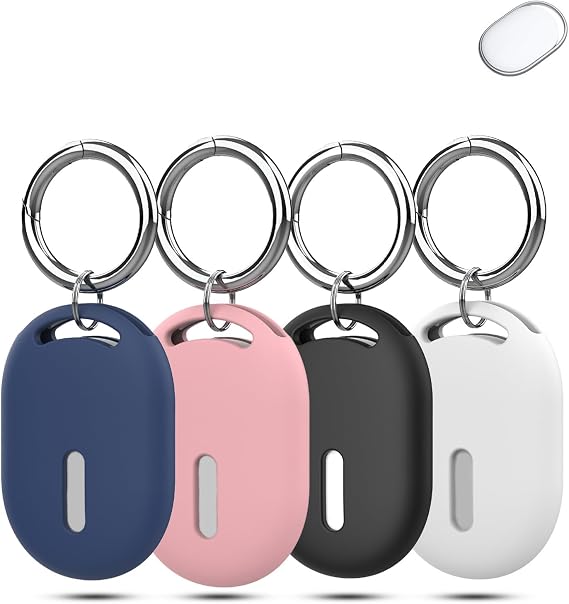 4 Pack Silicone Protective Case for Xiaomi Tag Tracker, Shockproof Scratch-Resistant Soft Cover, Blue-Pink-Black-White