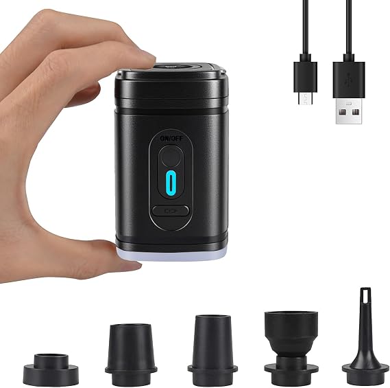 Electric Air Pump for Inflatables, Mini Air Bed Pump with 5 Nozzles, 4kPa Powerful Inflator Deflator Air Pump Portable Electric Pump for Air Mattress, Airbed, Paddling Pool,Swimming Ring