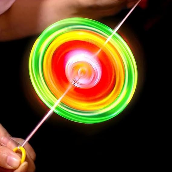 5Pcs Pull Line Flywheel, Flywheel Spinning Tops, Spinner Fidget Rainbow Lightshow Orbital Flash, Gift Pull in Wheel Colorful Glow Novelty Spinning Tops，Spinning Light Up Flashing Tops