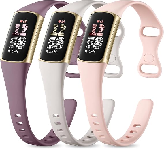 CeMiKa Silicone Slim Strap Compatible with Fitbit Charge 5 Strap, Soft Breathable Sport Bands for Charge 5/Charge 6, Waterproof Adjustable Wristband for Fitbit Charge 5/Charge 6 Straps, Women Men