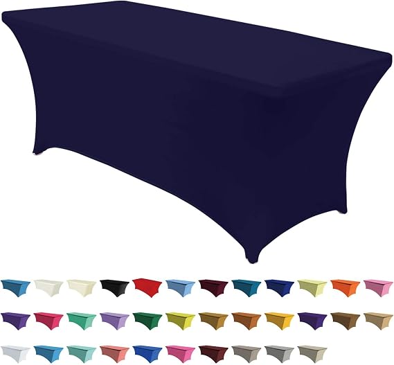 ABCCANOPY Spandex Tablecloths for 6 ft Home Rectangular Table Fitted Stretch Table Cover Polyester Tablecover Lash Bed Cover Table Toppers Massage Table Cover,Navy Blue