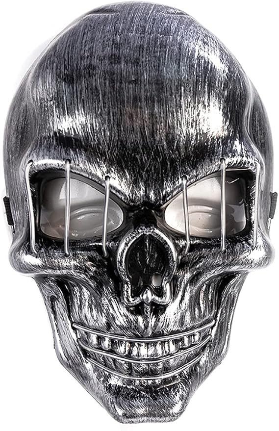 Skull Shape Cold Light Face Cover Glowing Halloween Spoof Prank Toy Power With Switch Button Prop Skull Halloween Costume With Lights With Movable Jaw For Men Women Cosplay