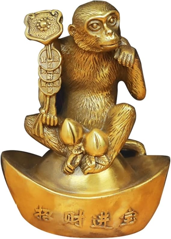 Desktop Decoration Ornaments Brass Monkey Decoration Brass Lucky Zodiac Monkey Decoration Living Room Home Shop Mascot Decoration Holder Desktop Office Decor