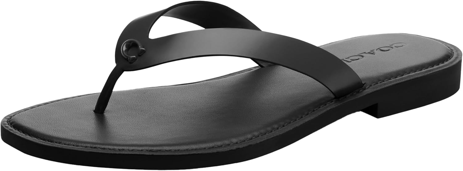 Coach Womens Brianna Thong Sandal Flat Sandal,Black,10 cm, Black, 26 cm