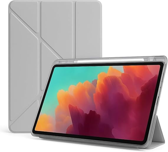 Galaxy Tab A11 8.7 İnç İle Uyumlu Kalemlikli, Uyku Modlu, Mıknatıslı, Üçgen Standlı, Darbeye Dayanıklı Kaplama Akıllı Kılıf (Gri, Galaxy Tab A11 8.7 İnç)