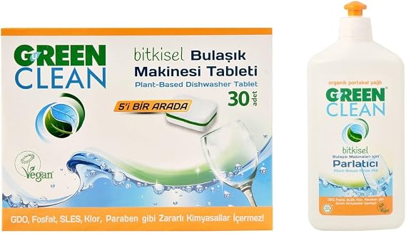 U Green Clean Green Clean Bulaşık Makinesi Tableti ve Parlatıcı Seti