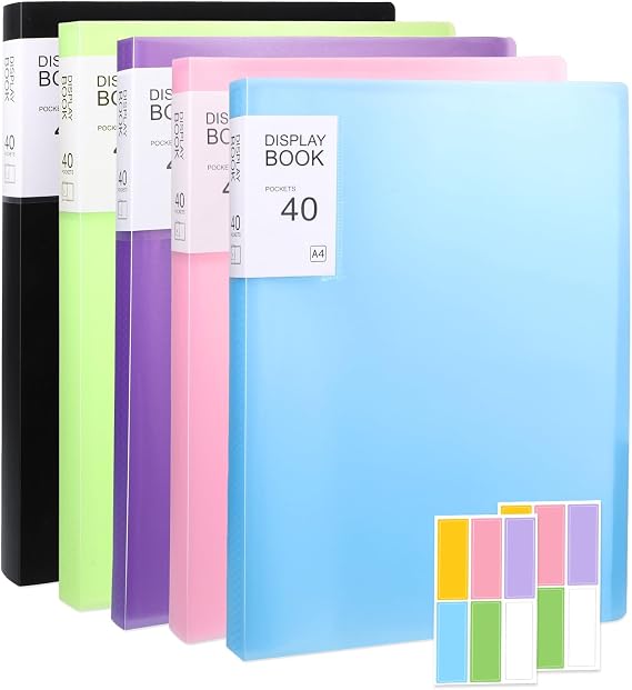 Thboxes 5 Pcs A4 Display Folders, Total 200 Pockets Presentation Folders