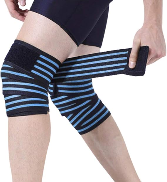 YJZQ Compression Elasticity Knee Bandage Wrap Weightlifting Squat Fitness Strap Patella Leg Thigh Calf Shin Support Brace Protector GYM Basketball Sports Guard -Arthritis Tendonitis Pain-relief