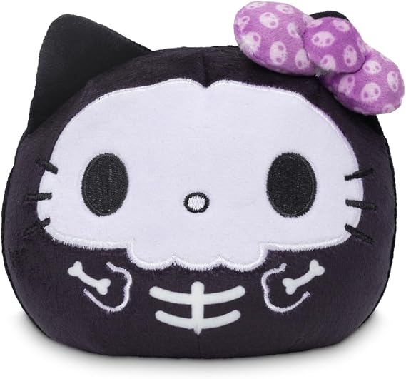 TeeTurtle ハローキティ リバーシブル 4インチ ハロウィンぬいぐるみ - スカル - キュートでかわいいソフトぬいぐるみ