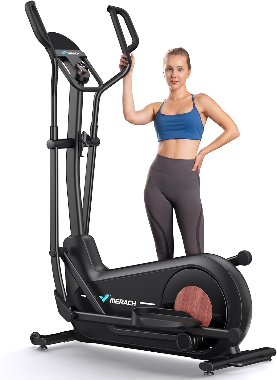 MERACH Long Stride Cross Trainer, Elliptical Machine for Home Use, Ultra-Quiet Magnetic Resistance System, Elliptical Trainer, 48cm Stride, 816 levels of resistance adjustment, 400lbs Capacity