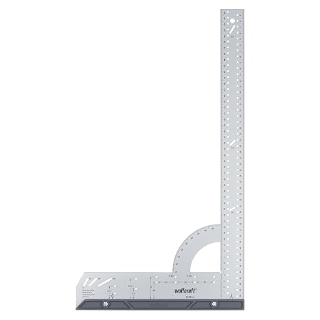 wolfcraft Evrensel açı 5206000 | açı ölçer, 500 mm kenar uzunluğu, hassas işaretleme ve çizim için, 90° durdurma açısı ve çıkarılabilir açılı ray