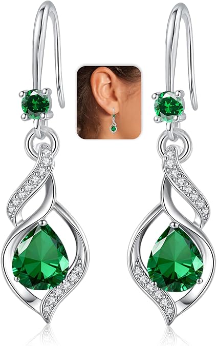 YOEE Sterling Silver Post Dangly Earrings for Women, Infinity Love Hypoallergenic Earring for Sensitive Ears with Teardrop Cubic Zirconia, Birthstone Jewellery Gifts Birthday Grandma Mothers Day Gift