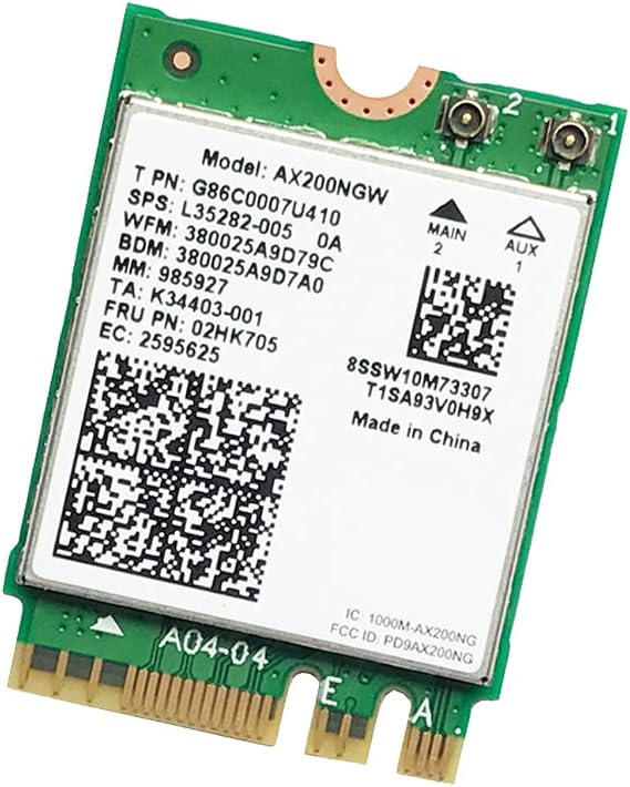 WiFi Wireless Adapter Card WiFi Card AX200 AX200NGW M.2 NGFF Bluetooth 5.0 WiFi 6 2.4G/5G 802.11Ac/Ax