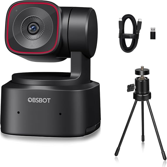 OBSBOT Tiny 2 Lite with Tripod, 1080p@60fps HDR 4K Webcam AI Tracking
