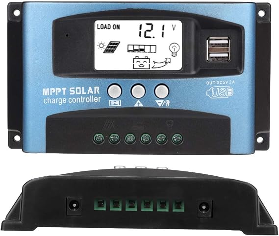 Solar Charge Controller - MPPT 40/50/60/100A Dual LCD Display USB 12V 24V(40A) Solar Charge Controller