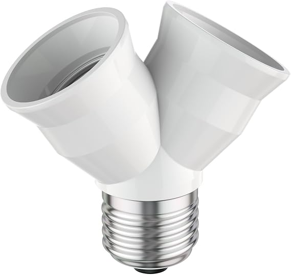 E27 Base, 2-fold Splitter Adapter, White