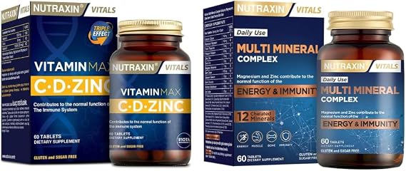 Nutraxin Vitamin C Zinc and Multi Mineral Bundle with Iron, Vitamin D