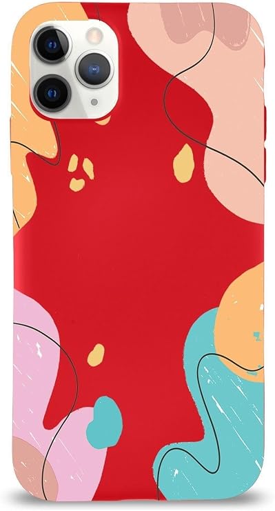 PrintiFy Apple Iphone 11 Pro Uyumlu Lansman Kılıf Karışık Renkler Tasarımlı Içi Kadife Kapak-kırmızı