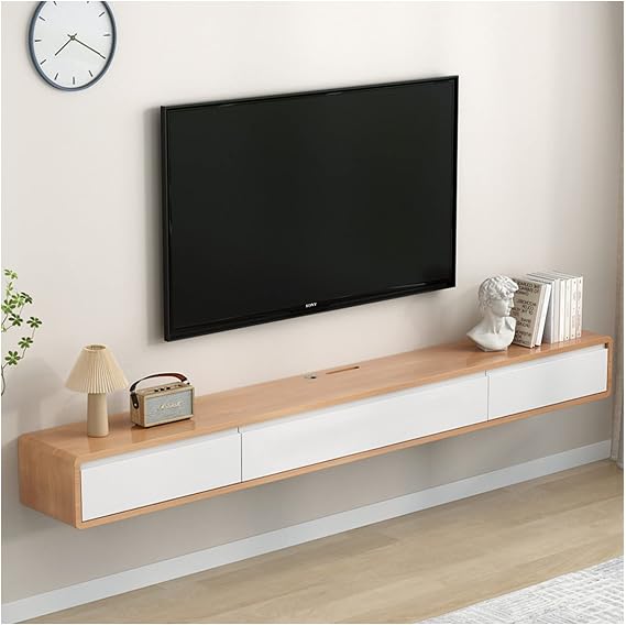 Wall Mounted Floating TV Stand Hanging Entertainment Media Center with Storage Console & Door Modern Design 120x24x20cm Stylish Home Furniture (Color: B)
