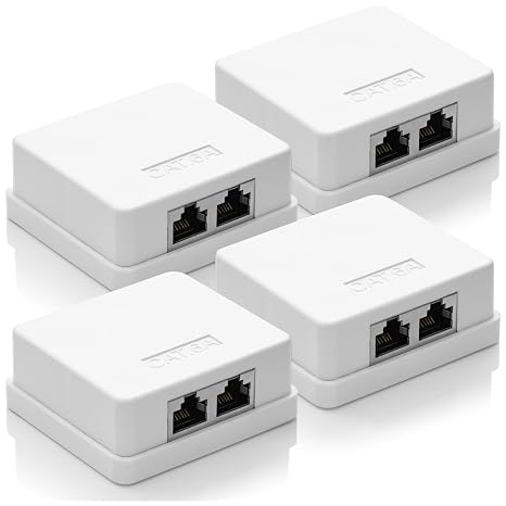 deleyCON CAT 6a Network Socket 2x RJ45 Socket FTP 10 Gbit Pack of 4