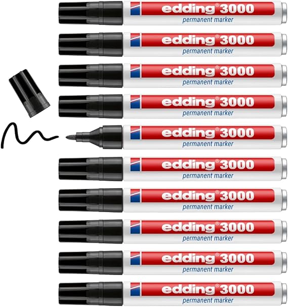 edding 3000 permanent markör siyahı - 10 kalem - 1,5-3 mm yuvarlak uç