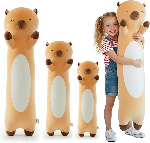 Kekeso Long Capybara Plush Pillow Soft Stuffed Animal Body Pillow Kawaii Cute Capybara Plushie for Kids Teens Adults for Birthday Christmas (Brown, 90cm/35.43inch)