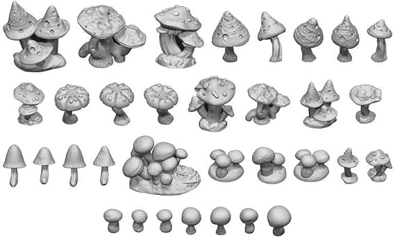 Green Stuff World 3D Printed Resin Bits - Wild Mushrooms 1:48