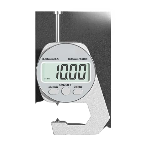 Digital Thickness Gauge, 0-25.4 mm, Resolution 0.01, Flat Tips(0.01mm Point Tip 0-10mm)