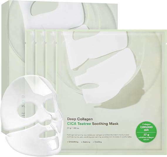 SUNGBOON EDITOR Deep Collagen CICA Tea tree Overnight Mask 37gx4ea | Real Collagen Face Mask with Tea tree & Centella | Acne Face Mask for Calming & Soothing | Korean Skin Care
